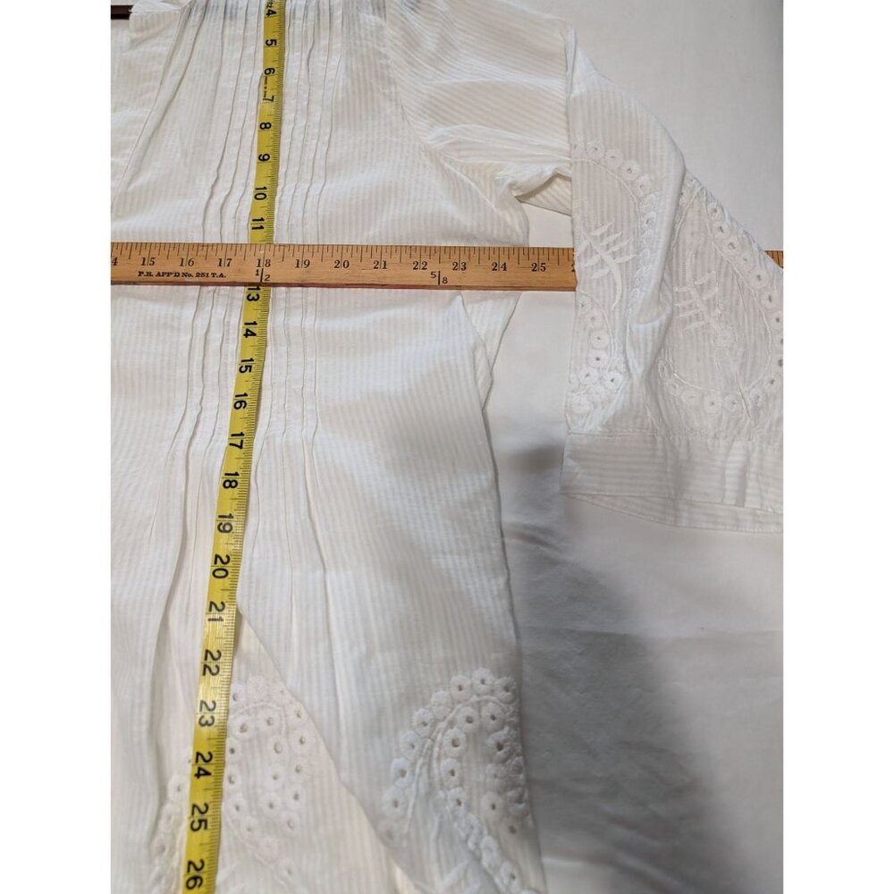 Soft Surroundings 1X White Pintuck Button Down Blouse Embroidered 3/4 Sleeves - Picture 9 of 13